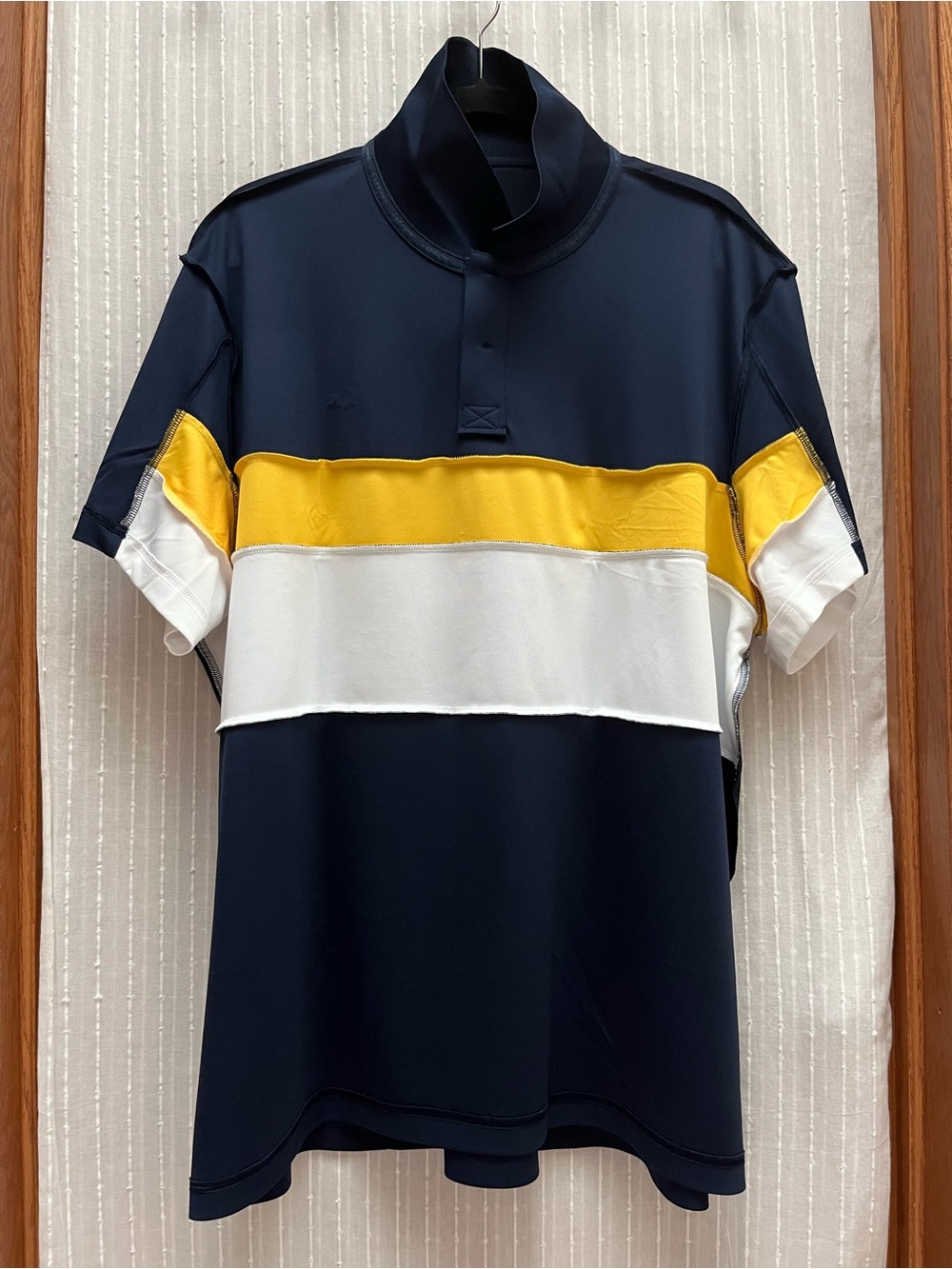 Mint Lacoste Sport Mens Thermo-Regulating Polo Shirt Navy Colorblock Size 3XL - Picture 5 of 10